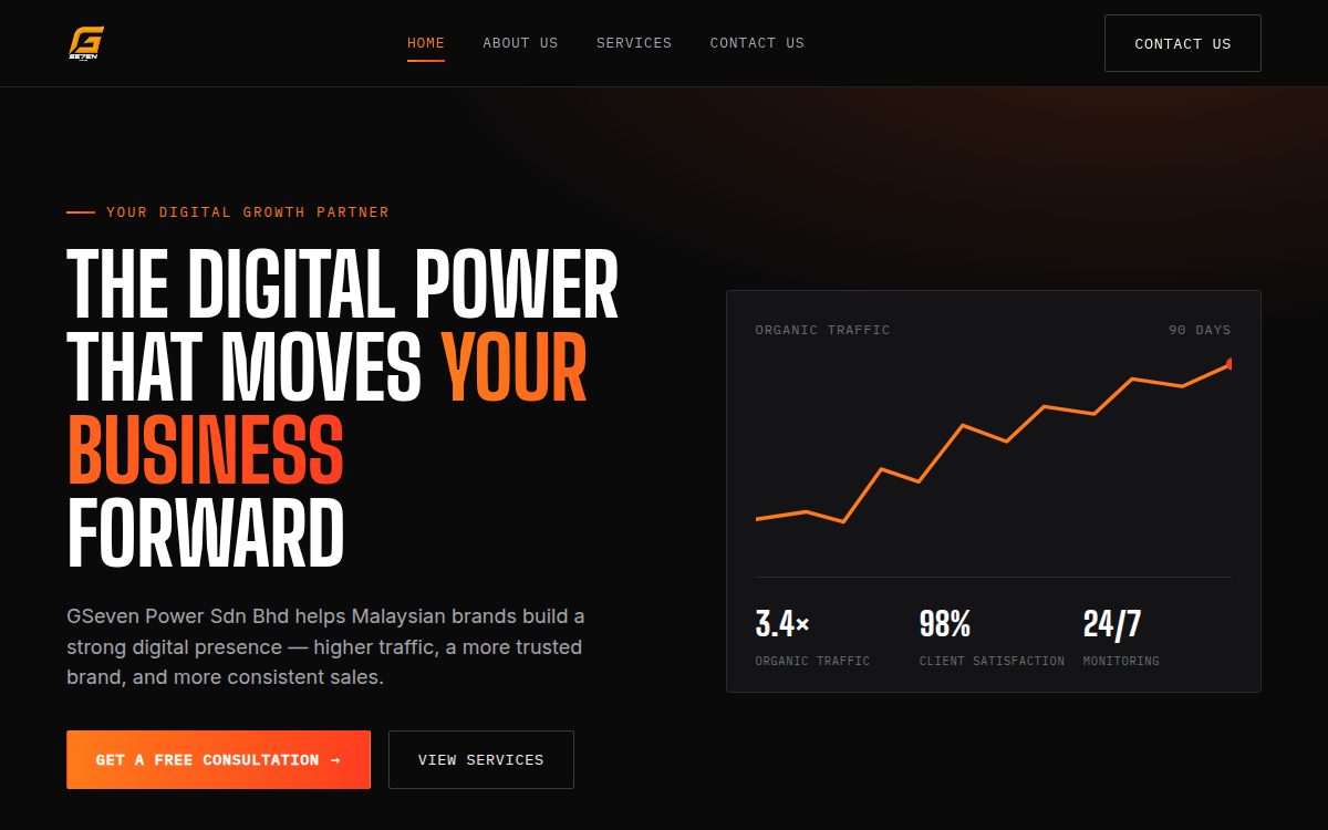 GSeven Power — tangkapan skrin laman sebenar